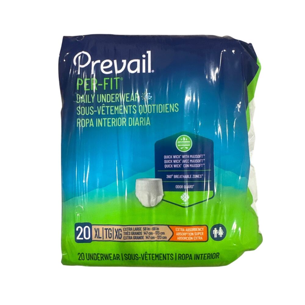 Prevail PER-FIT Daily Underwear Size XL (Extra large 58"-68") 20 count